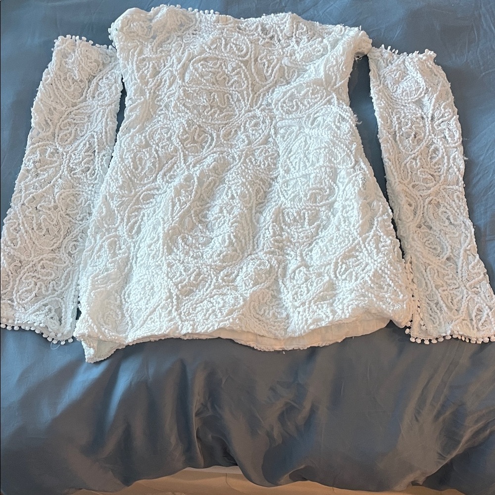 12th Tribe Textured White Mini Dress